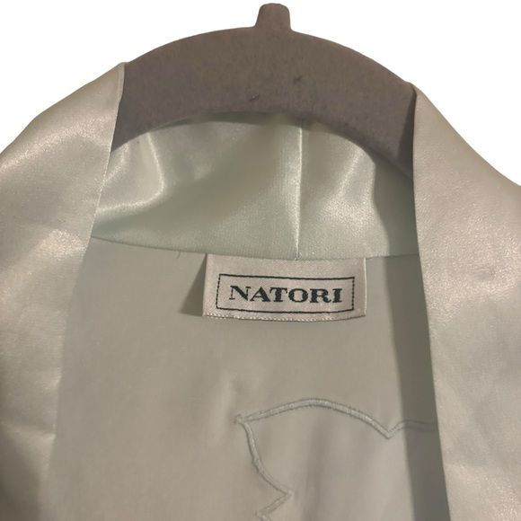 Natori Satin Floral Light Blue Robe - Picture 6 of 10